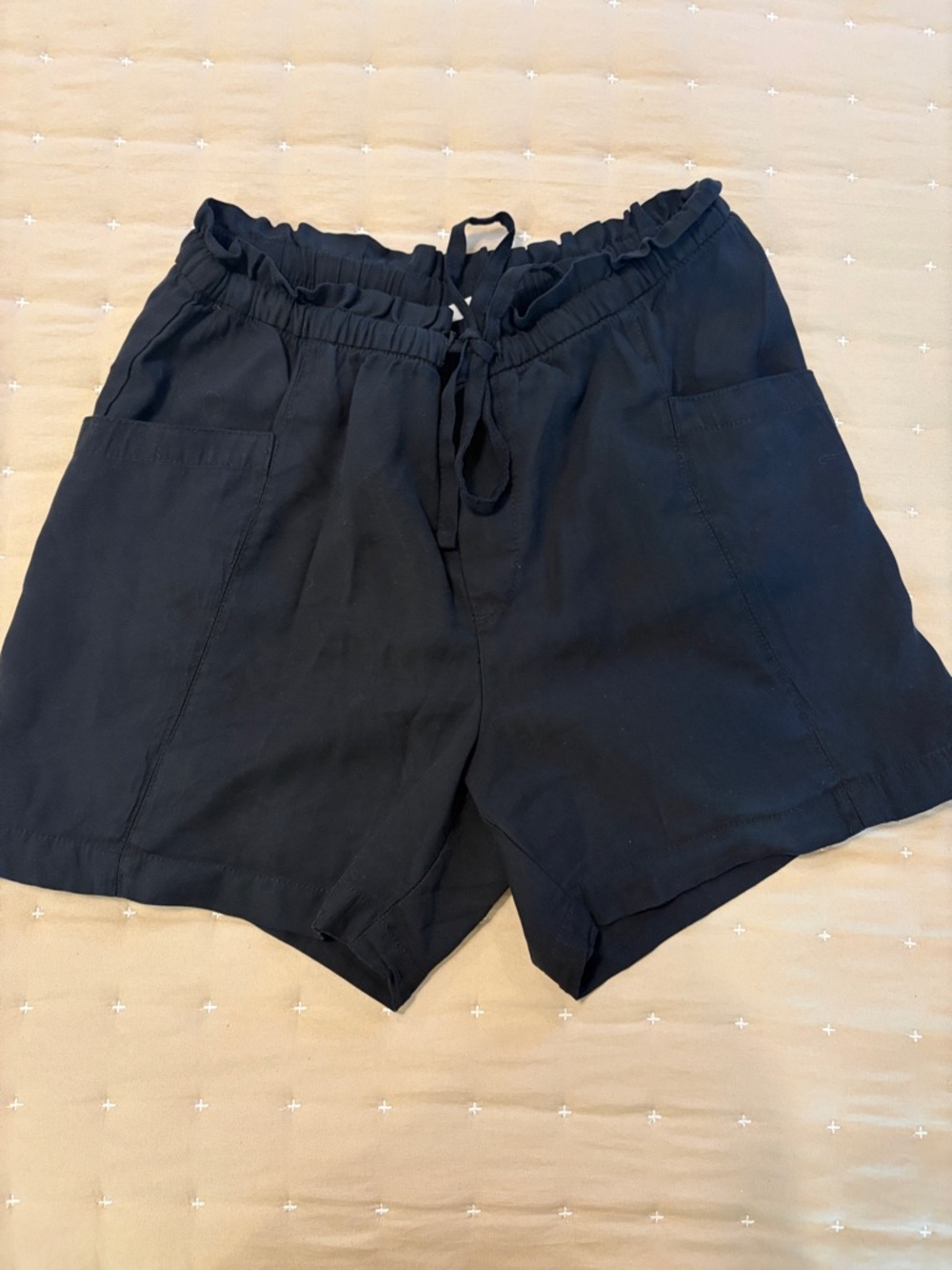 High Waisted Paper Bag Shorts